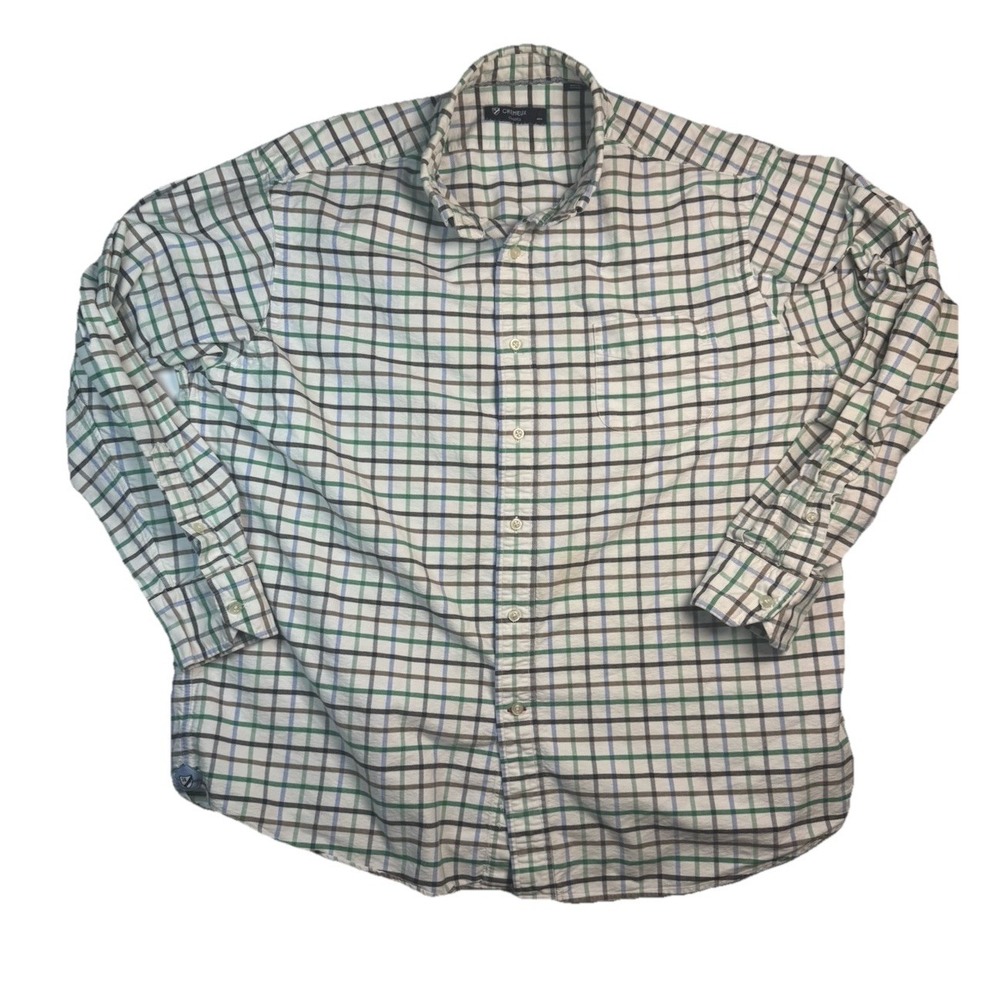 Cremieux Men's Plaid Shirt XL Long Sleeve Brown‎ Black Classic Green Oxford